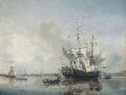 Nicolaas Baur Frigate 'Rotterdam' on the Meuse before Rotterdam